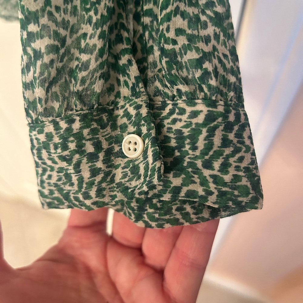 Joie Forest Green Patterned Blouse - image 6
